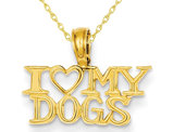 I LOVE MY DOGS Pendant Necklace in 14K Yellow Gold with Chain